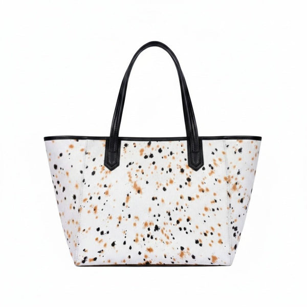 Premium Hair - On Leather Tote with Black Leather Straps - Aaron Leather Goods