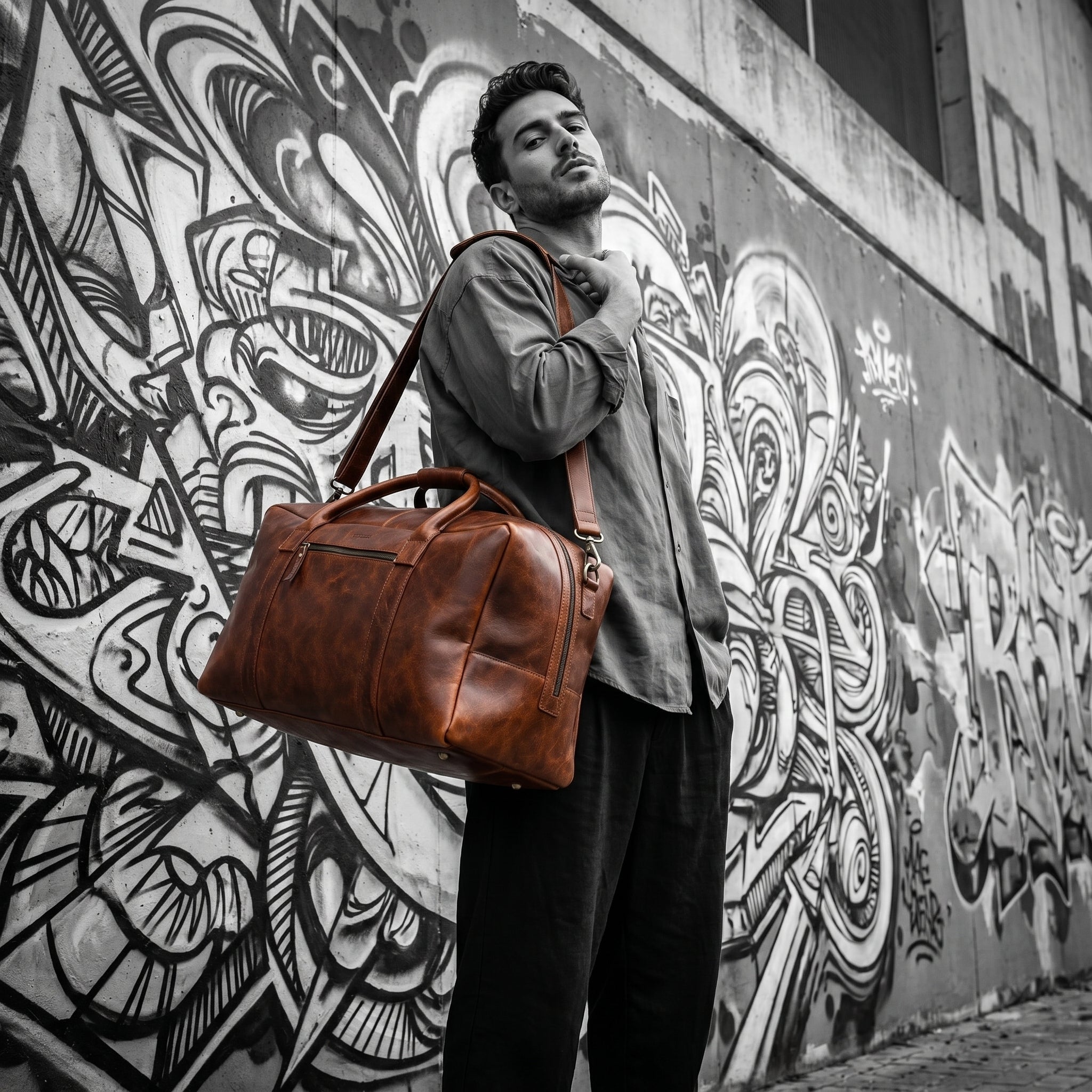 aaron leather travel duffel bag Weekender This handcrafted leather duffle is more than a travel essential Luxury Hair-On Leather Duffle Bag