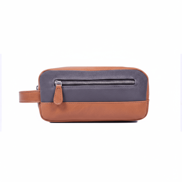 Premium Leather Canvas Wash Bag - Aaron Leather Goods