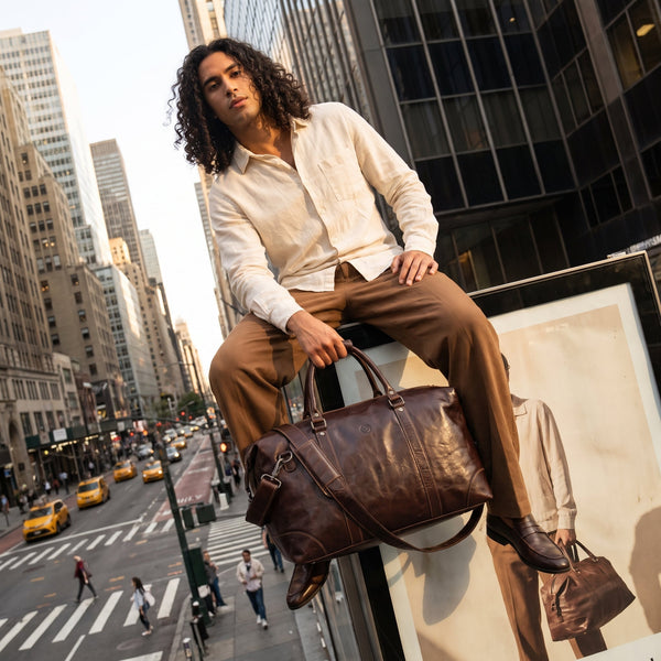 Premium Leather Duffle Bag - Aaron Leather Goods Inc