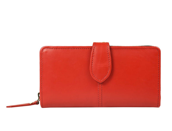 Raleigh Hand Tooled Leather Clutch - Currant - Aaron Leather Goods Inc
