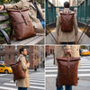 Rugged Leather Roll-Top Commuter Bag - Aaron Leather Goods Inc