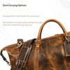 Vintage Brown Full-Grain Leather Duffle Bag with Adjustable Shoulder Strap – Handmade Travel Weekender by Aaron Leather Goods