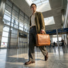 Savona Leather Messenger Bag - Caramel Brown - Aaron Leather Goods Inc