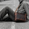 Savona Leather Messenger Bag - Walnut Brown - Aaron Leather Goods Inc