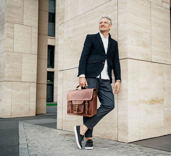 Aaron Leather Goods leather Briefcase & Organizer Combo - Aaron Leather Goods