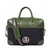 Stylish Black Canvas Business Bag with Green Leather Handles - Aaron Leather Goods