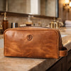 Tampa Leather Toiletry Bag - Copper Brown - Aaron Leather Goods