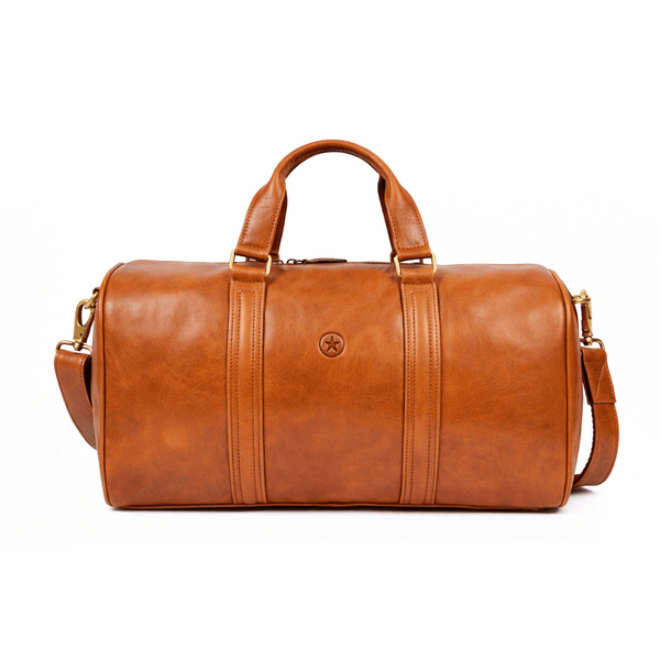 Tan Full - Grain Leather Barrel Duffle Bag - Aaron Leather Goods Inc