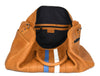 Tan Leather Duffle Bag with Stripe Detail - Aaron Leather Goods Inc
