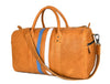 Tan Leather Duffle Bag with Stripe Detail - Aaron Leather Goods Inc