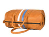 Tan Leather Duffle Bag with Stripe Detail - Aaron Leather Goods Inc