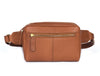 Tan Leather Waist Bag with Zipper Pocket - Aaron Leather Goods Inc