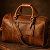 Taranto Leather Weekender Bag - Caramel Brown - Aaron Leather Goods