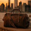 Taranto Leather Weekender Bag - Walnut Brown - Aaron Leather Goods