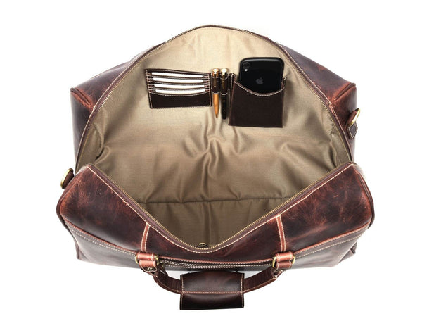 Bolzano Leather Duffle Bag - Walnut Brown - Aaron Leather Goods