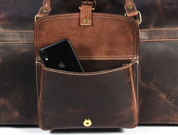 Bolzano Leather Duffle Bag - Walnut Brown - Aaron Leather Goods