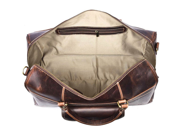 Bolzano Leather Duffle Bag - Walnut Brown - Aaron Leather Goods
