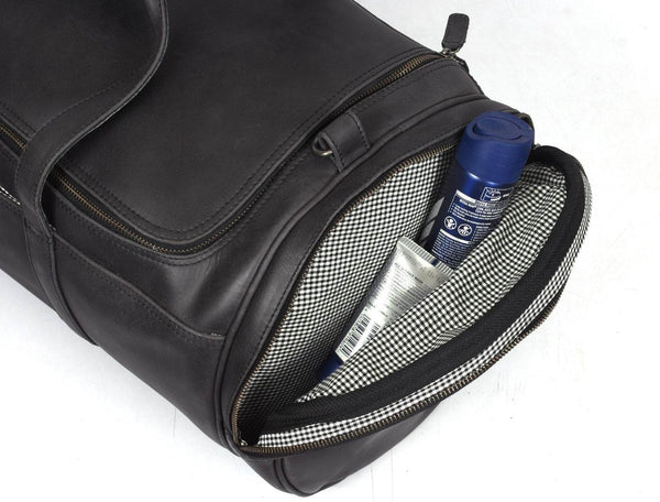 Cordoba Leather Barrel Bag - Raven Black - Aaron Leather Goods