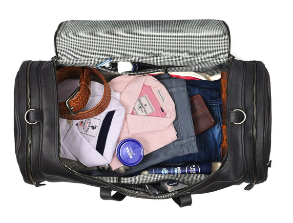 Cordoba Leather Barrel Bag - Raven Black - Aaron Leather Goods