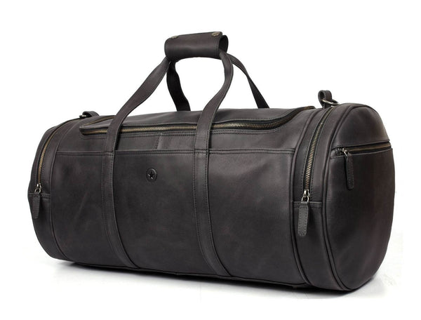 Cordoba Leather Barrel Bag - Raven Black - Aaron Leather Goods