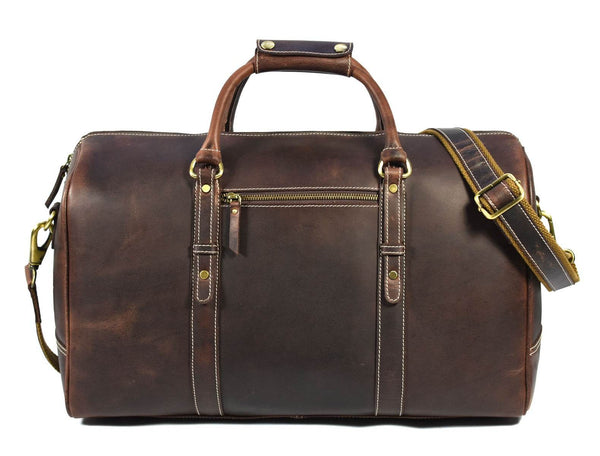 Taranto Leather Weekender Bag - Walnut Brown - Aaron Leather Goods