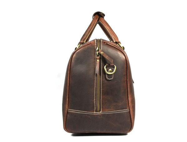 Taranto Leather Weekender Bag - Walnut Brown - Aaron Leather Goods