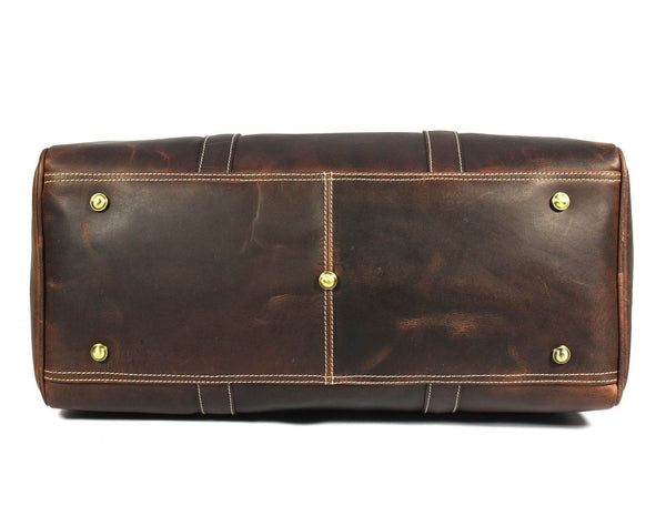 Taranto Leather Weekender Bag - Walnut Brown - Aaron Leather Goods