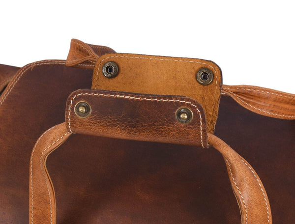 Cordoba Leather Barrel Bag - Caramel Brown - Aaron Leather Goods