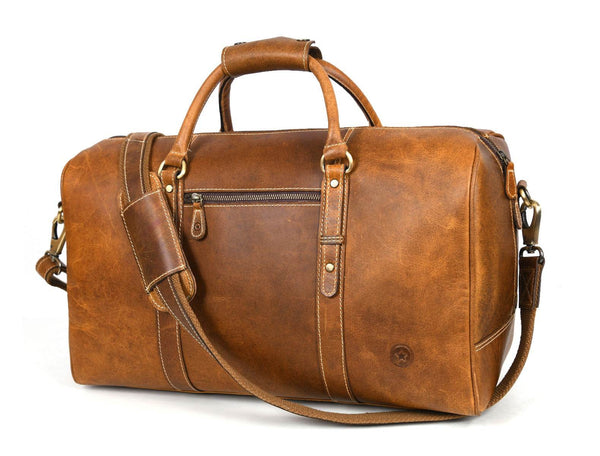 Taranto Leather Weekender Bag - Tawny Brown - Aaron Leather Goods