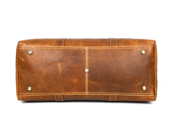 Taranto Leather Weekender Bag - Tawny Brown - Aaron Leather Goods