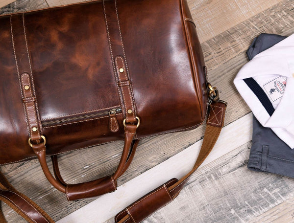 Leather Duffel Bag for Men & Women – 20Inch Travel, Weekend, Overnight, Gym - Aaron Leather Goods