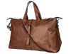 Timeless Leather Weekender Bag with Top Handles - Brown - Aaron Leather Goods Inc