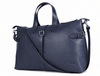 Timeless Leather Weekender Bag with Top Handles- Navy - Aaron Leather Goods Inc