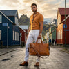 Timeless Leather Weekender Bag with Top Handles - Tan - Aaron Leather Goods Inc