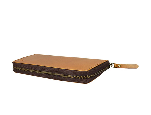Tucson Hand Tooled Leather Clutch - Caramel - Aaron Leather Goods Inc