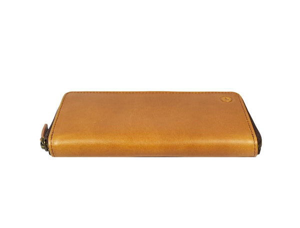 Tucson Hand Tooled Leather Clutch - Caramel - Aaron Leather Goods Inc