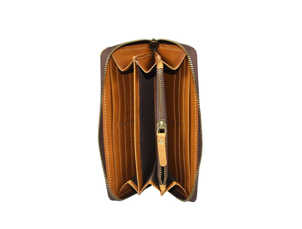 Tucson Hand Tooled Leather Clutch - Caramel - Aaron Leather Goods Inc