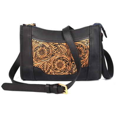 Madison Ladies Handmade Bag - Raven Black - Aaron Leather Goods