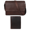 Boulder Leather Messenger Bag & Organizer Combo - Walnut - Aaron Leather Goods