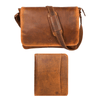 Boulder Leather Messenger Bag & Organizer Combo - Caramel - Aaron Leather Goods
