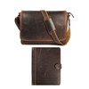 Boulder Leather Messenger Bag & Organizer Combo - Brown - Aaron Leather Goods