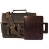 Aaron Leather Goods leather Briefcase & Organizer Combo- Brown - Aaron Leather Goods