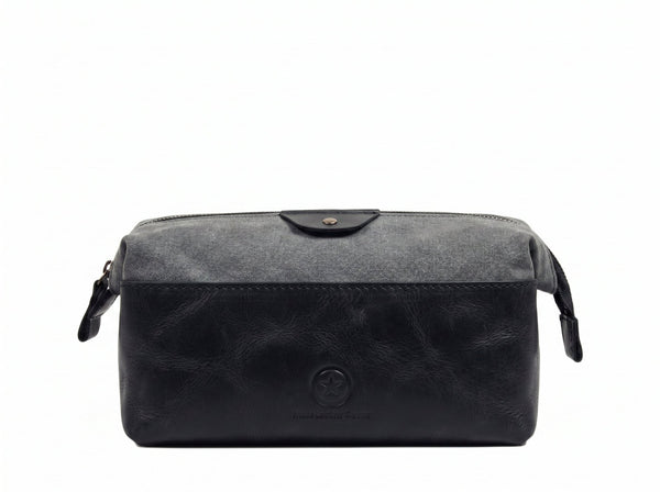 Valencia Canvas Leather Toiletry Bag - Multicolor - Aaron Leather Goods Inc