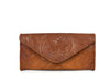 Vandiver Hand Tooled Leather Clutch - Caramel Brown - Aaron Leather Goods Inc