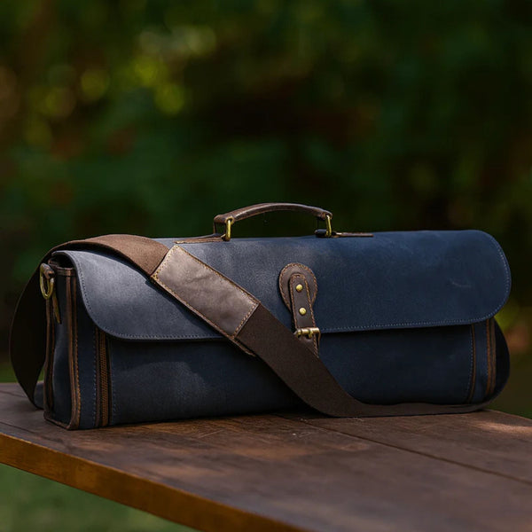 Vendome Canvas Knife Roll & Bag Combo - Grey - Aaron Leather Goods