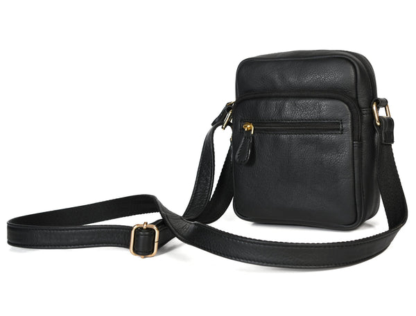 Venture Leather Messenger Bag - Black - Aaron Leather Goods Inc