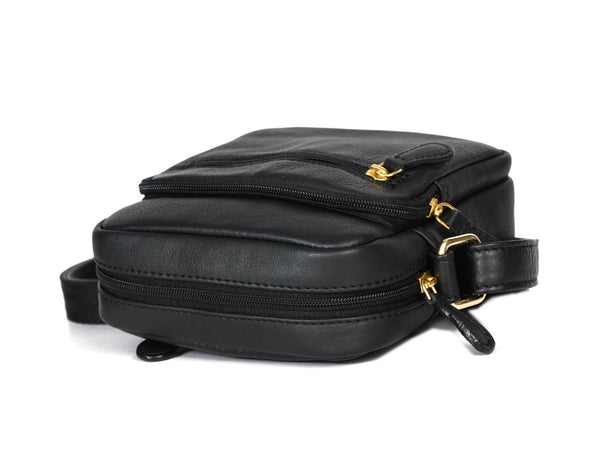Venture Leather Messenger Bag - Black - Aaron Leather Goods Inc