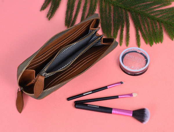 Victoria Leather Clutch - Caramel Brown - Aaron Leather Goods Inc