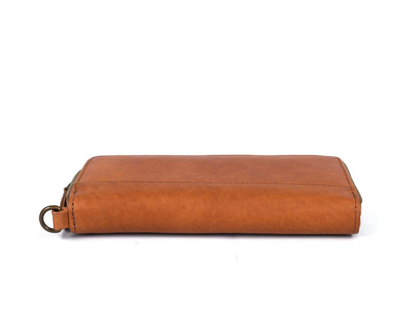 Victoria Leather Clutch - Caramel Brown - Aaron Leather Goods Inc